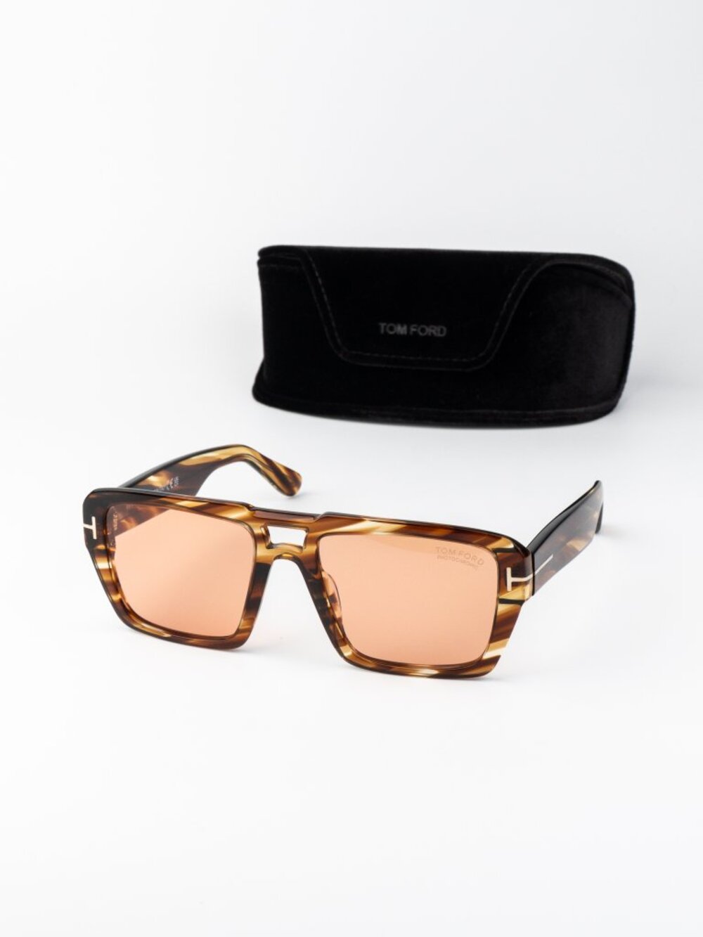 Tom Ford REDFORD Men Sunglasses Brown Havana Photochromic Pilot FT1153 55E
